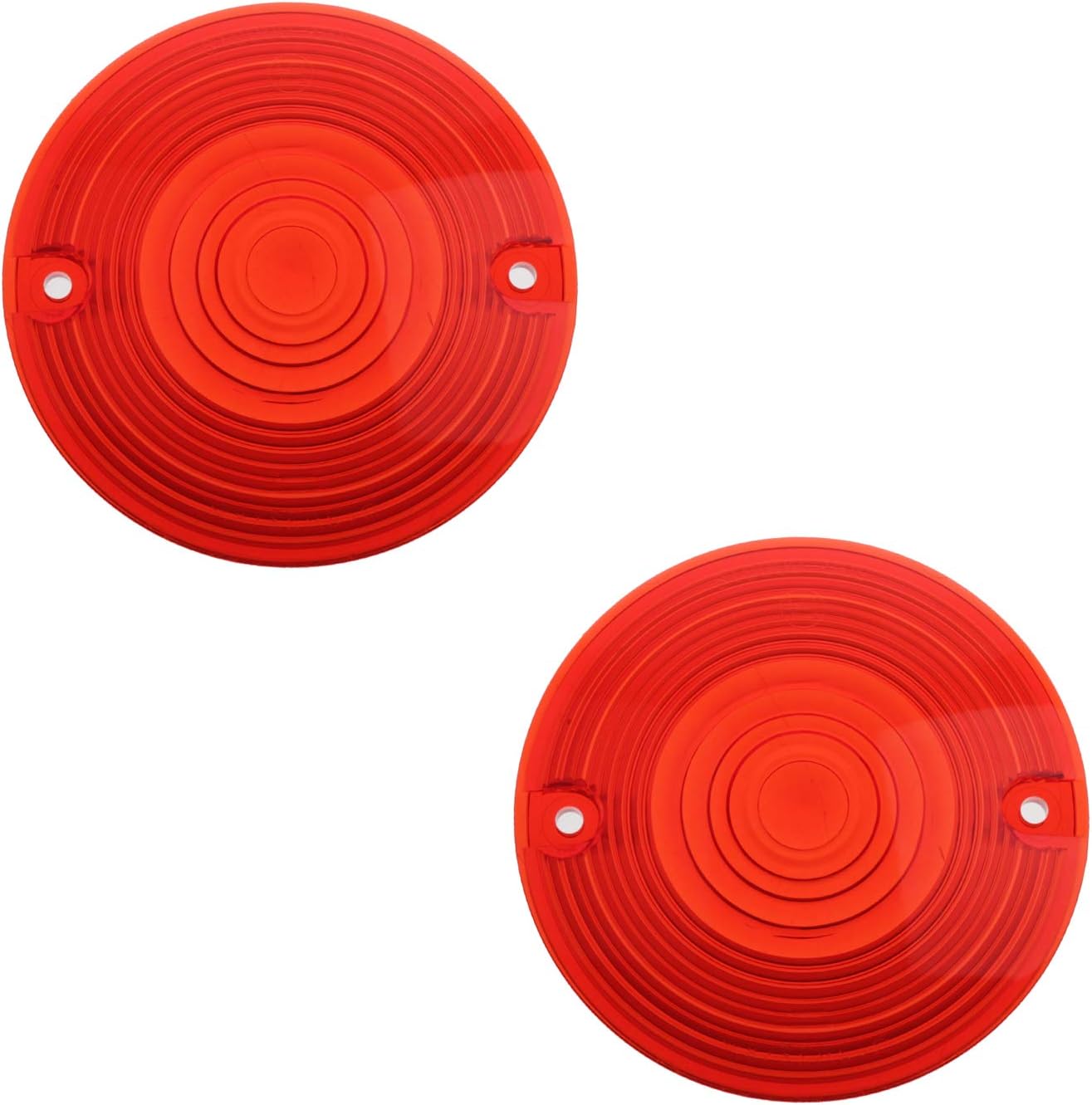NTHREEAUTO 3 1/4 Inch Turn Signal Lens Covers Flat Lenses Front Compatible with Harley Touring Electra Glide Road King Softail, Red