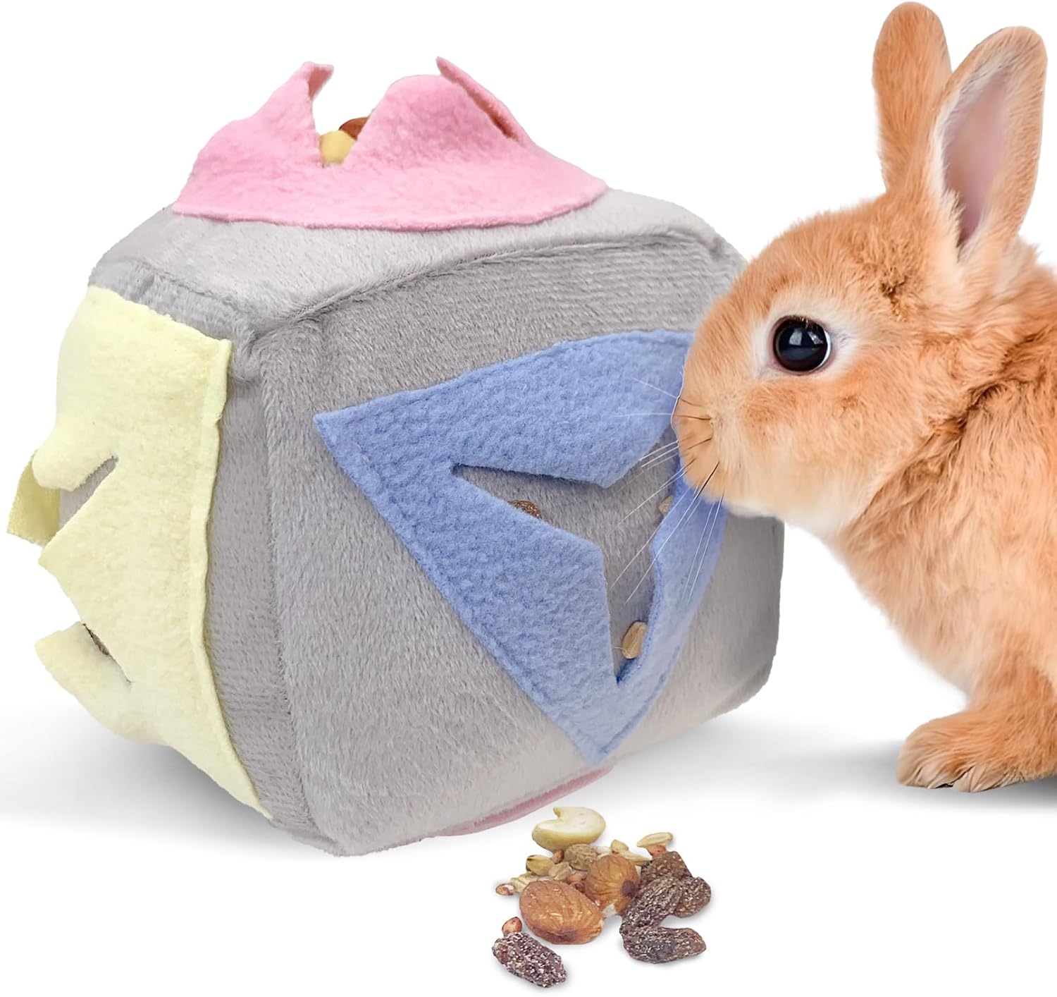 Hamiledyi Rabbit Toys Bunny Toys with Bell, Foraging Snuffle Ball Chew Enrichment Toy for Indoor Rabbits Small Animals to Play and Relax (Grey)