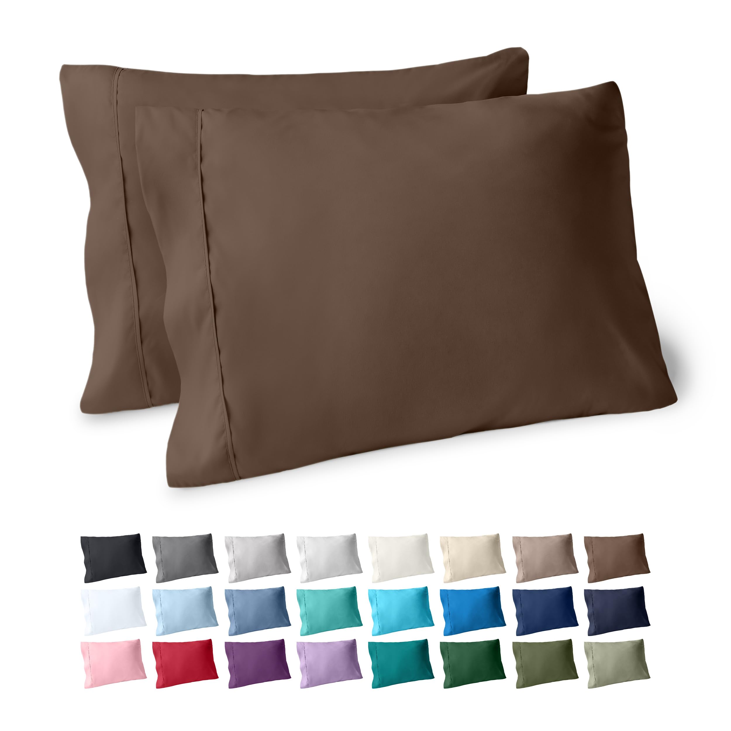 Bare Home Pillowcases Open End (King Set of 2, Cocoa)