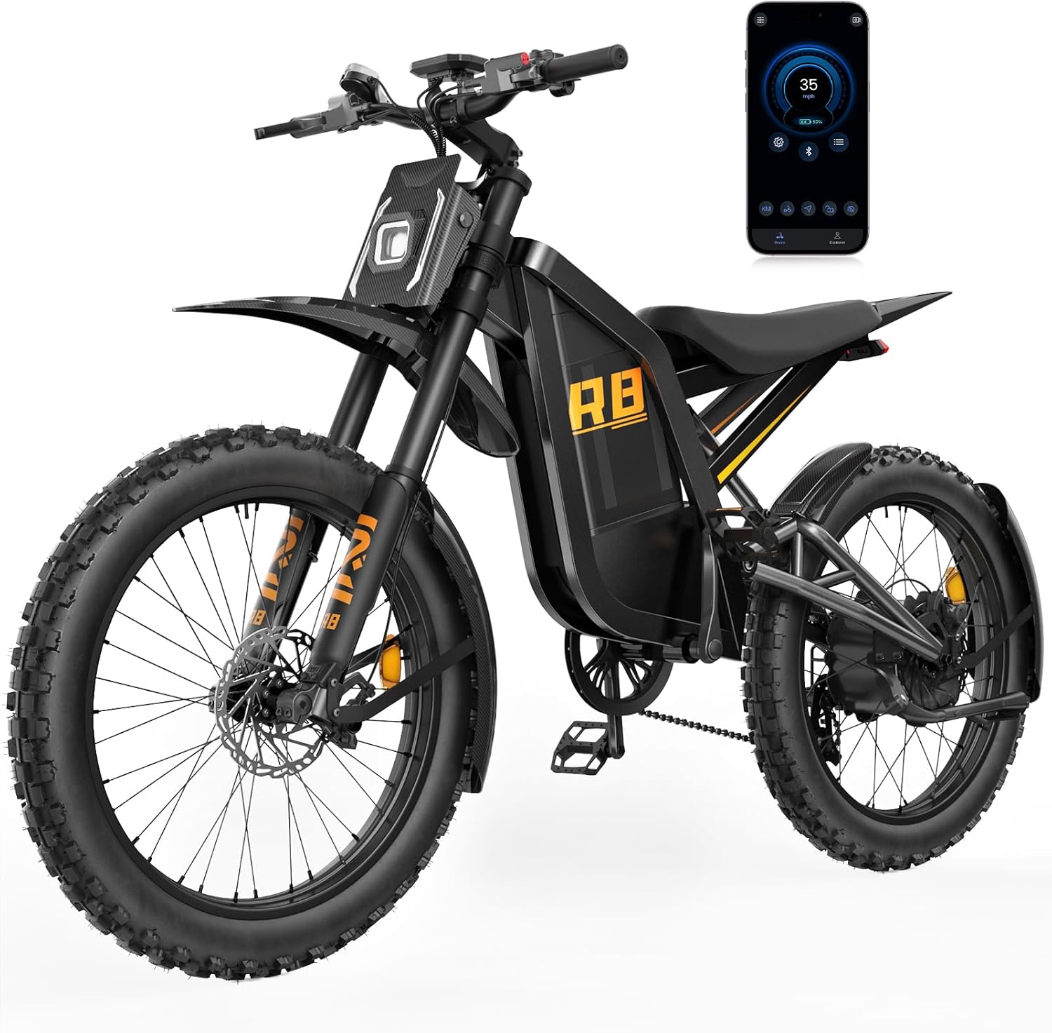Electric Dirt Bike for Adults Offroad Ebike 𝟰𝟬𝟬𝟬𝗪-𝟱𝟬𝟬𝟬𝗪 Peak 20Ah-27Ah Battery 14-19" Fat Tire with NFC Start Dual Suspension Electric Bicycle
