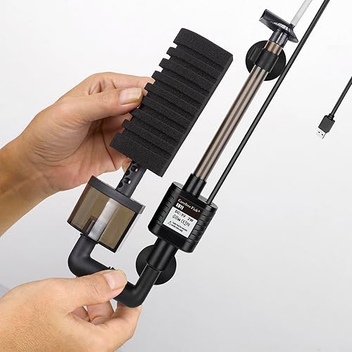 Miniatura 3 de Carefree Fish Filtro USB para acuario, esponja para pecera, filtro silencioso de burbujas con 2 esponjas y 1 bolsa de bolas de cerámica filtradas