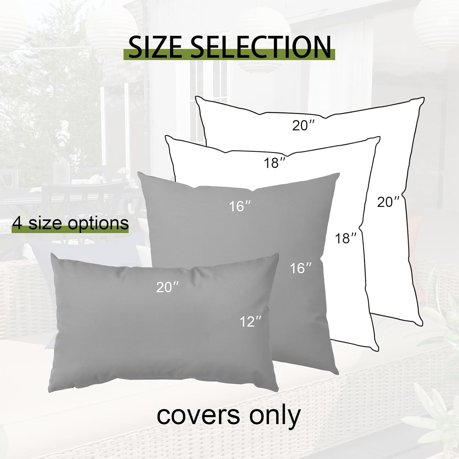 2 Pack Outdoor Decorative Pillow Covers Waterproof for Patio Garden Porch Poolside Sofa Chair Cushions, 18x18 Inch, Gray - Image 2