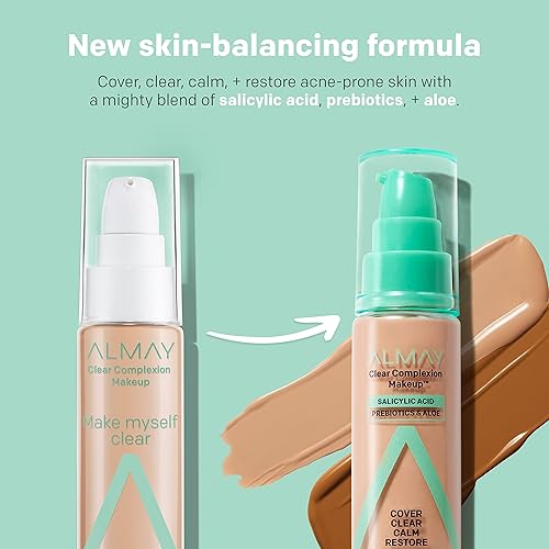 Miniatura 8 de Almay Clear Complexion - Base de maquillaje para acné con ácido salicílico, ligero, cobertura media, hipoalergénico, sin fragancia, para pieles