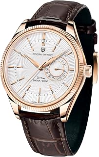 Pagani Design Men's 40mm Stainless Steel Quartz Formal Wristwatch 200M Sport Water Resistant Business Leather Watch with