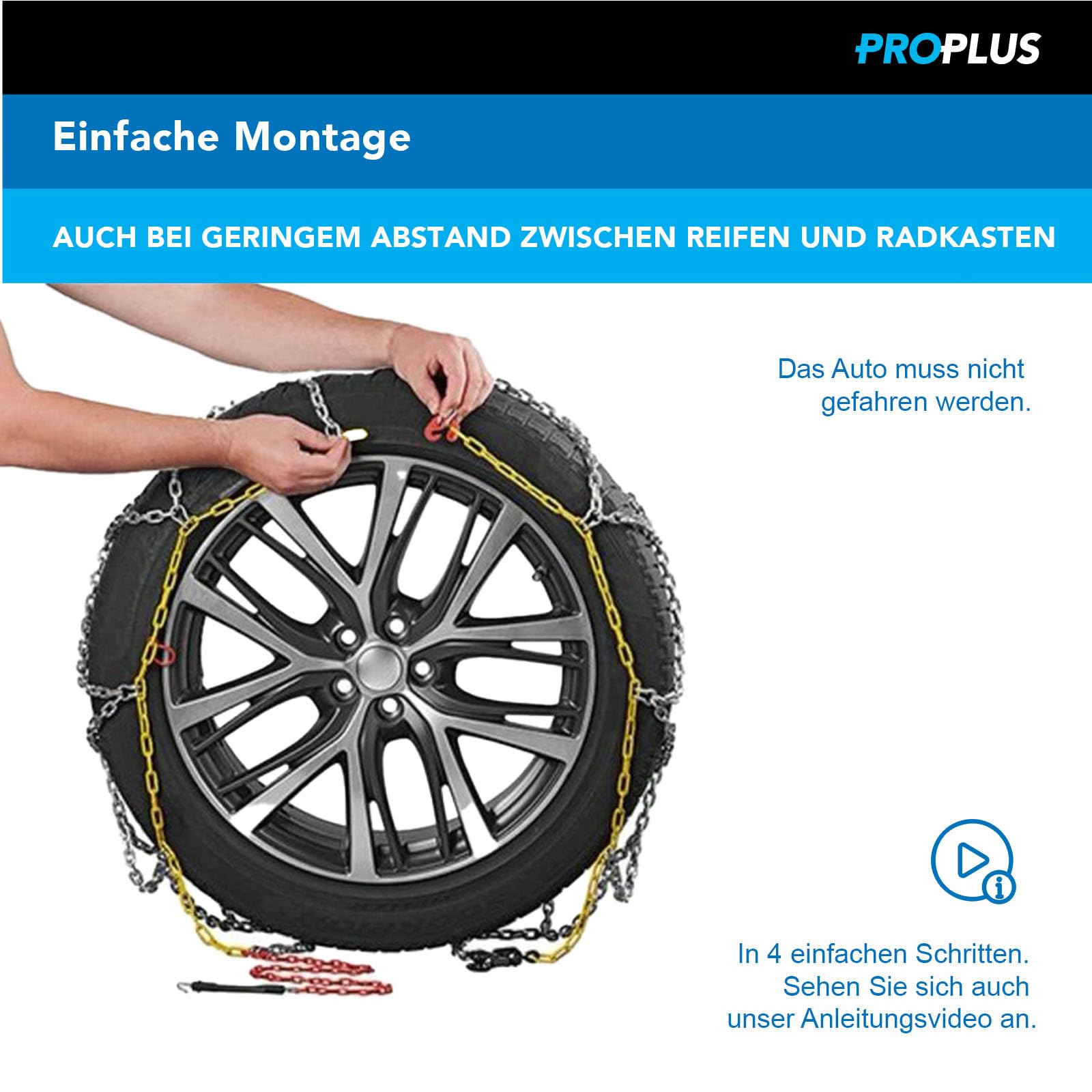 ProPlus Schneeketten KNN30 9mm breite Kettenglieder mit ÖNORM Siegel für verschiedene Reifengrößen inklusive Reparaturglieder und Koffer - Autokette - 2 Stück