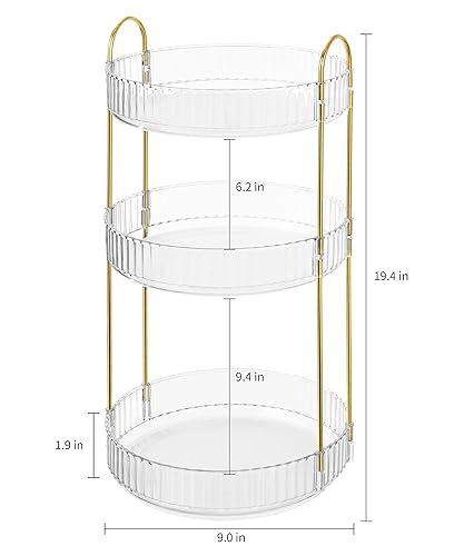 Miniatura 3 de Organizador de maquillaje giratorio de 360 grados para encimera, organizador de baño transparente de 3 niveles, organizadores de perfume giratorio,