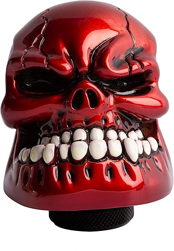 Miniatura 3 de Pomo de palanca de cambios de calavera de resina, perilla de palanca de cambios para la mayoría de vehículos manuales automáticos, PDTA40 (rojo)