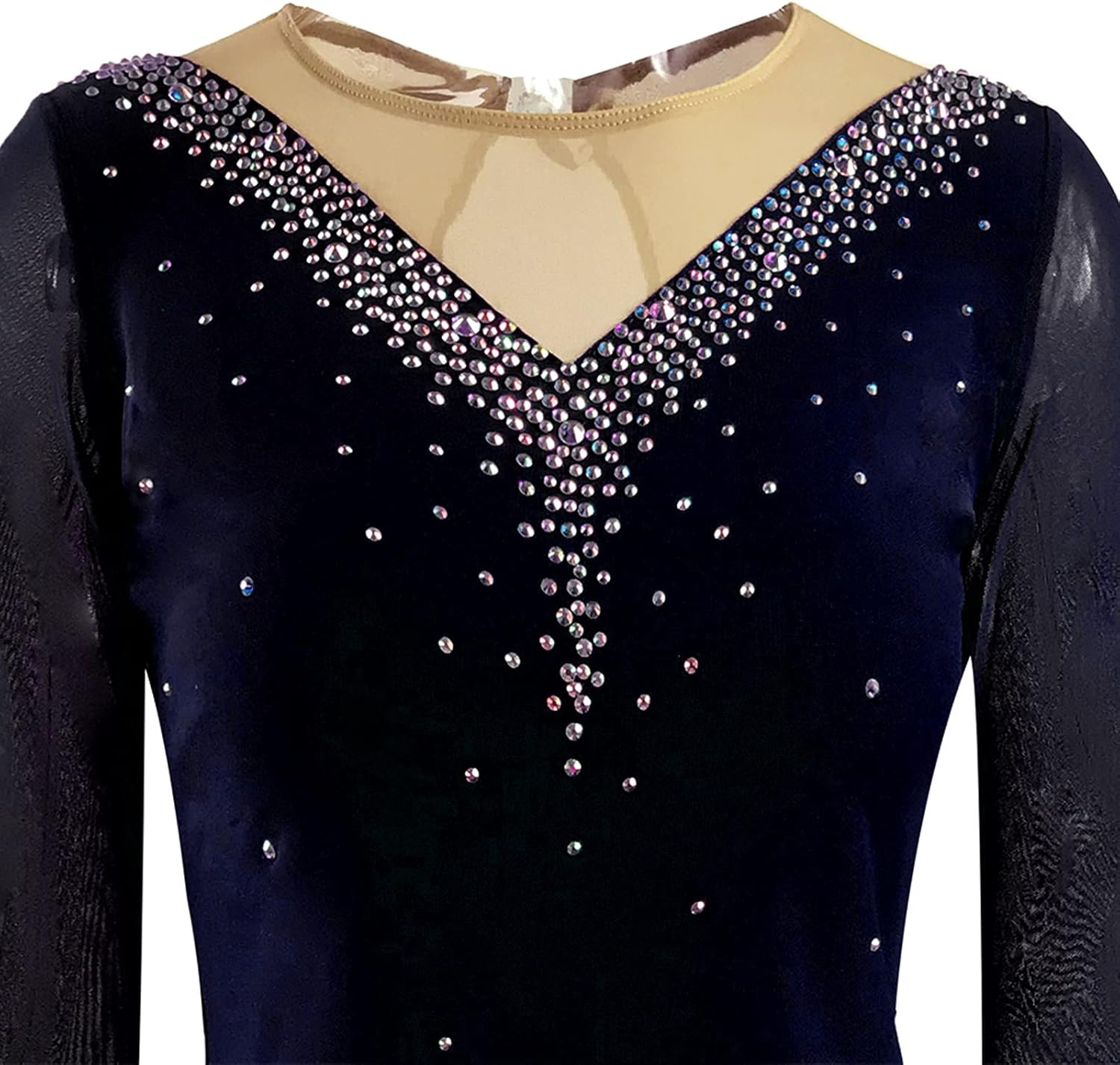 LIUHUO Girls' Ice Figure Skating Dress Stretch Mesh Diamond Hook Sleeves Four Colors : Clothing, Shoes & Jewelry