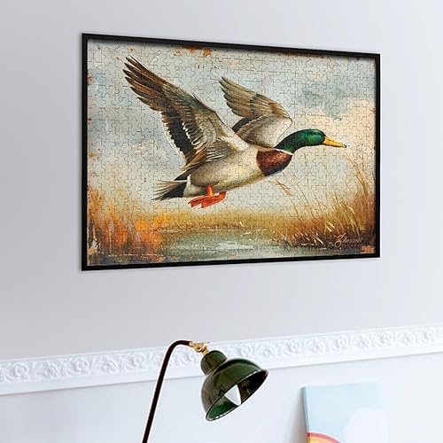 Miniatura 5 de Rompecabezas para adultos con estampado vintage de pato real entre las cañas, rompecabezas de 500 piezas para adultos