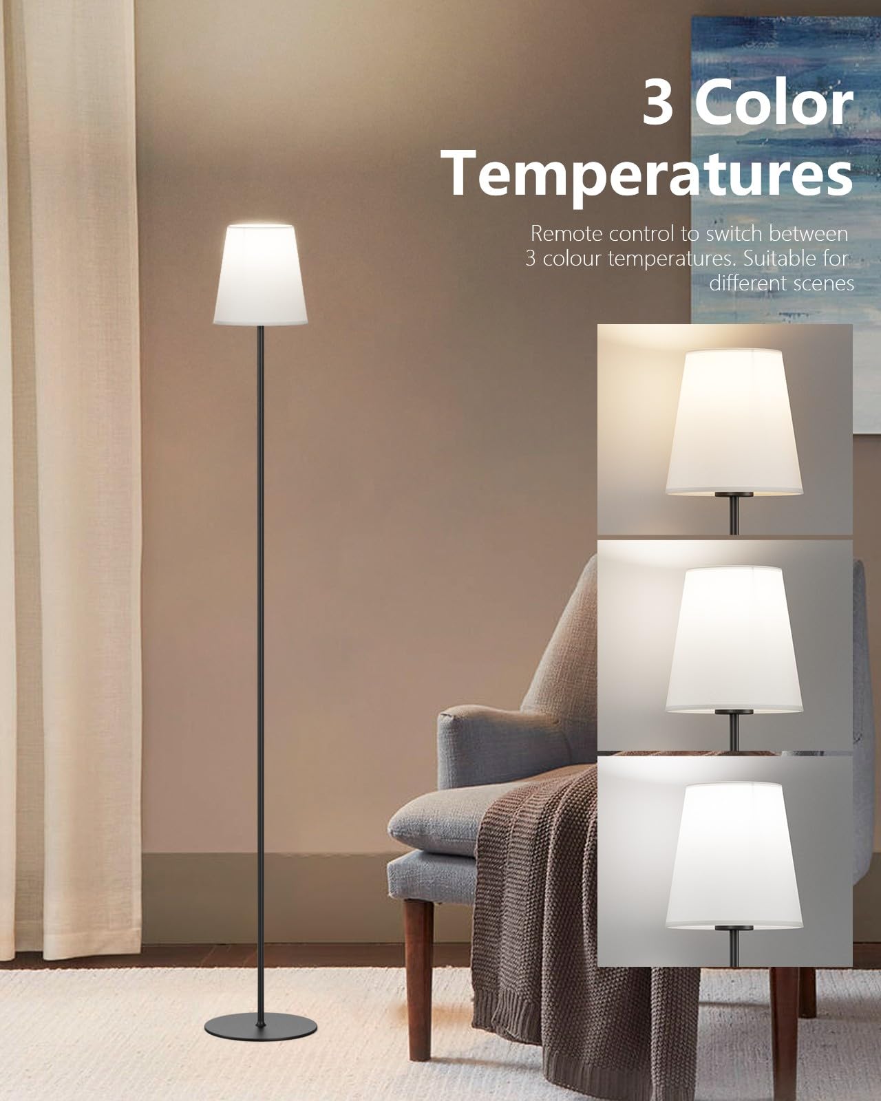 Snapklik.com : Coinmit Cordless LED Floor Lamp, Rechargeable Battery ...