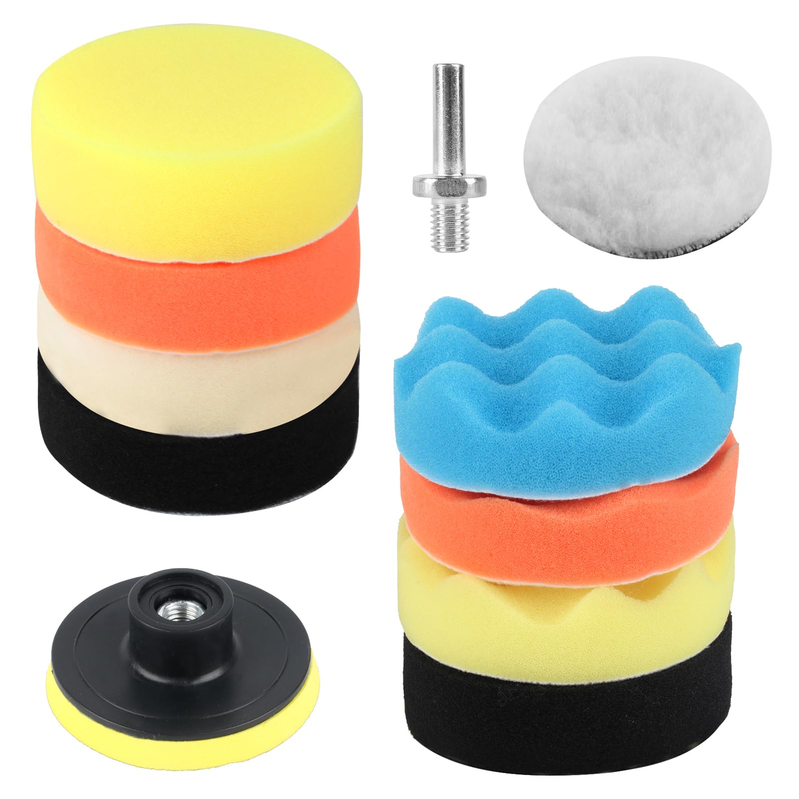 10-Pack Car Polishing Pads for Drill Polishing Pads for Drill Polishing Kit, 3 Inch Foam Polishing Pads,buffer polisher for drill?Fleece Pad Wax Buffer Drill Polisher Attachment with M10 Adapter