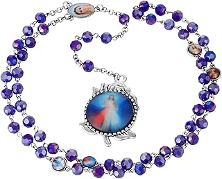 COTTVOTT Rosary Beads Catholic Necklace Our Lady of Sorrows Miraculous Medal Blessed Virgin Mary for Women Long Y-Necklace