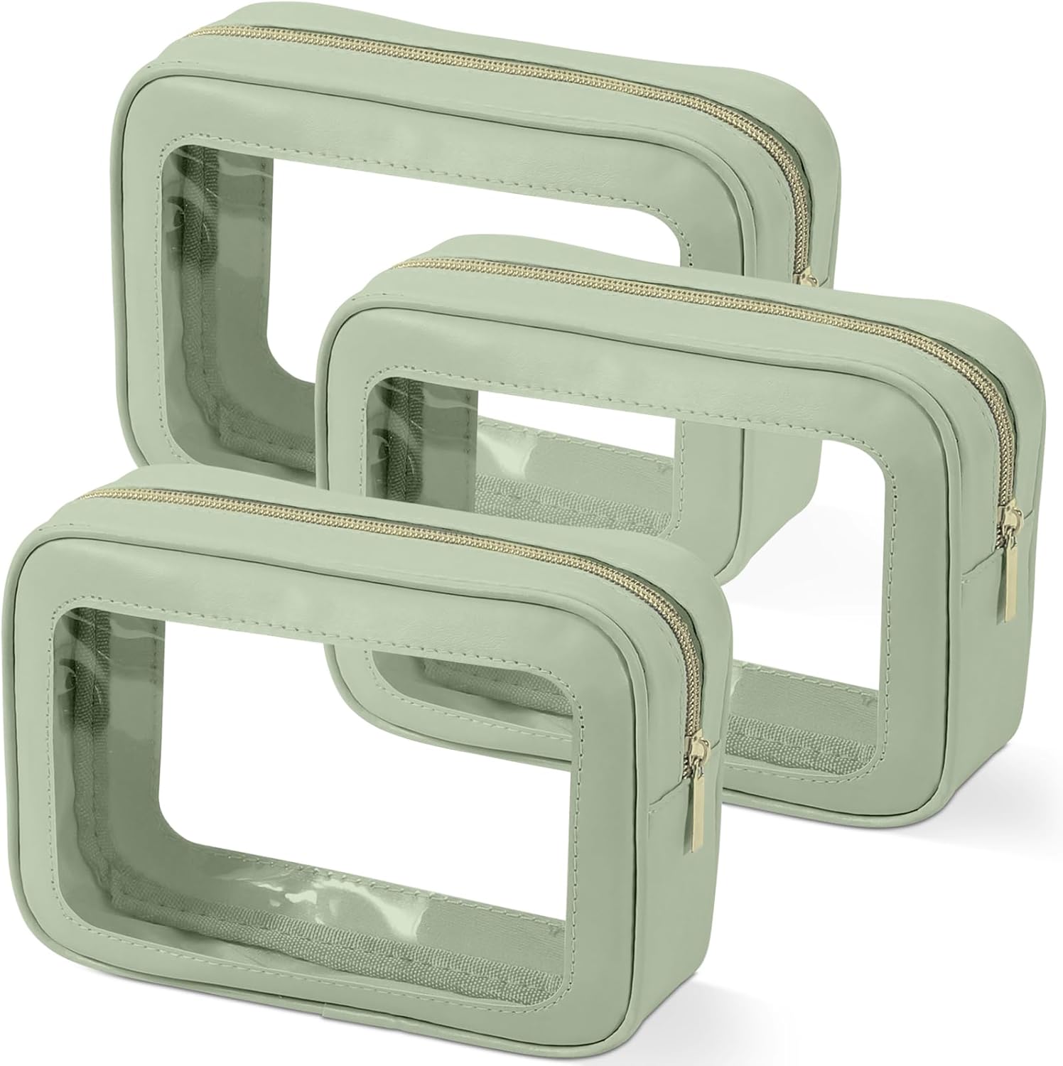3PCS Clear Toiletry Bag,TSA Approved Travel Makeup Pouch