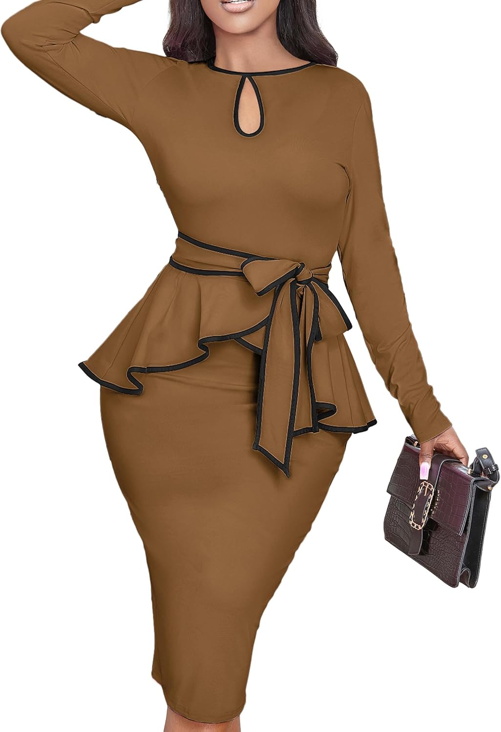 Women's Bodycon Vintage Dresses Elegant Peplum Dresses for Women Business Work Office - Image 6