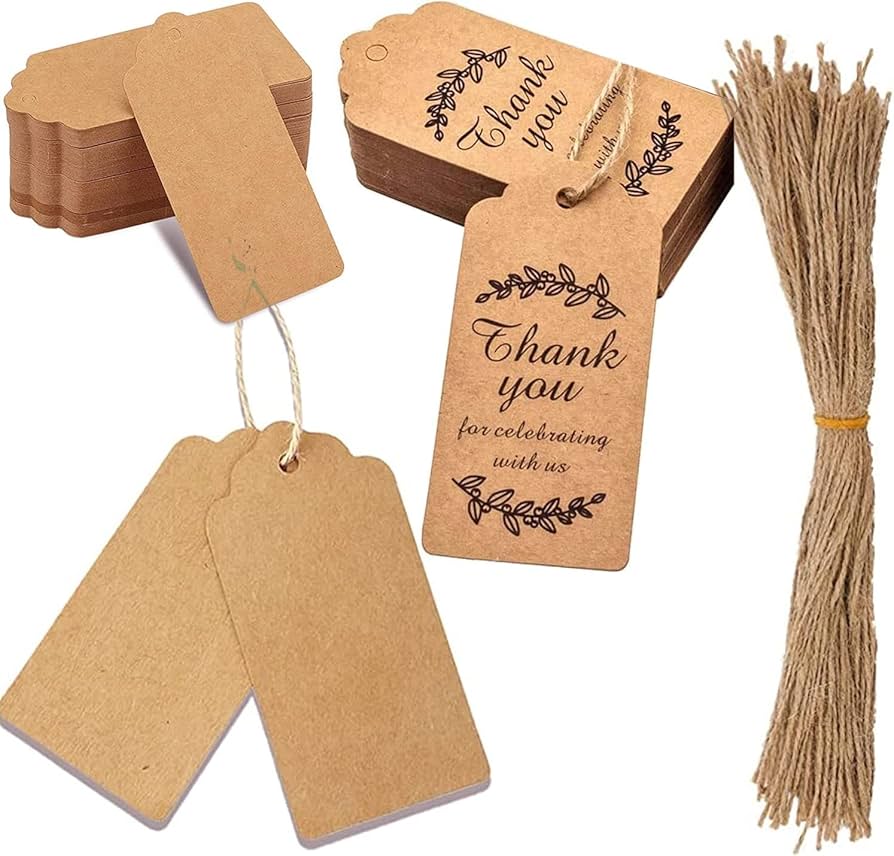 Amazon.co.jp: 200枚 長方形 4.3 x 9.2cm 値札 紐付き タグ