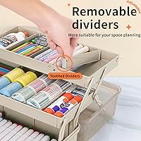 Vista 3 de 12.5in 3-Layer Multipurpose Craft Organizers and Storage with Adjustable Dividers, Portable Tackle Box, Folding Art & Craft Case for Medicine, Tool
