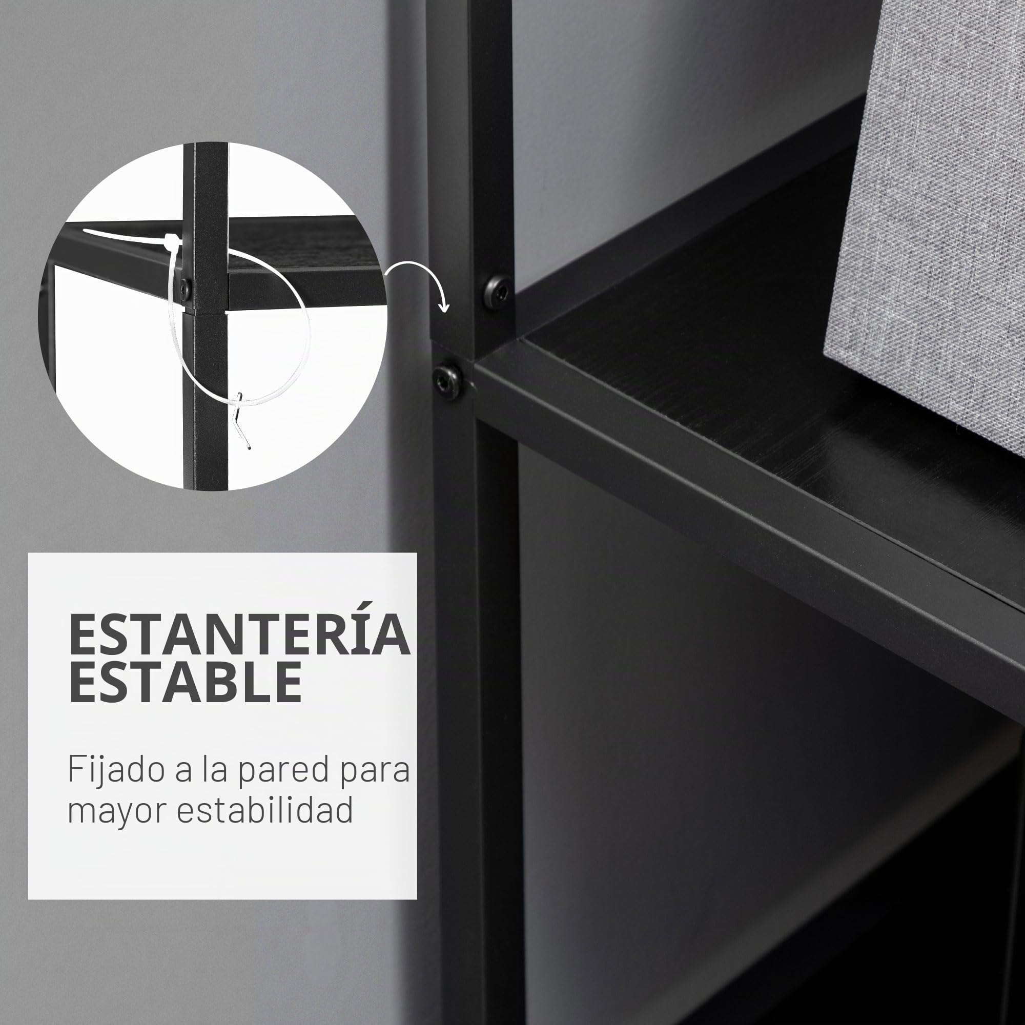 HOMCOM - Estantería de Almacenamiento de 7 Niveles con Marco de Acero, Estilo Industrial, para salón, Dormitorio, Cocina, 83 x 34 x 180 cm | Marco de acero, estilo industrial, para sala de estar dormitorio cocina