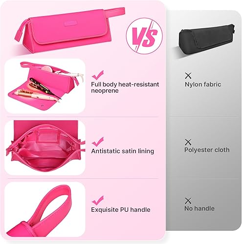 Miniatura 3 de JKAOO Bolsa de viaje para herramientas para el cabello y alfombrilla resistente al calor, organizador portátil 2 en 1, estuche de viaje para