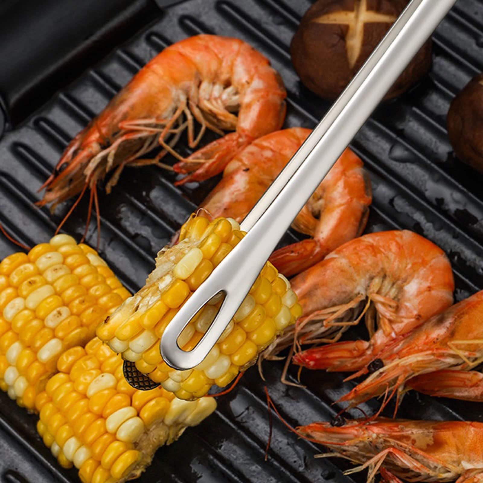 Grillbeutel-Clips für Lebensmittel, Lebensmittelzange, Grillzange aus Edelstahl, Fleisch-, Salat-, Steak-, Lebensmittel-Servierzange, Pinzette, Lange BBQ-Kochzange, Küchenutensilien-Zange