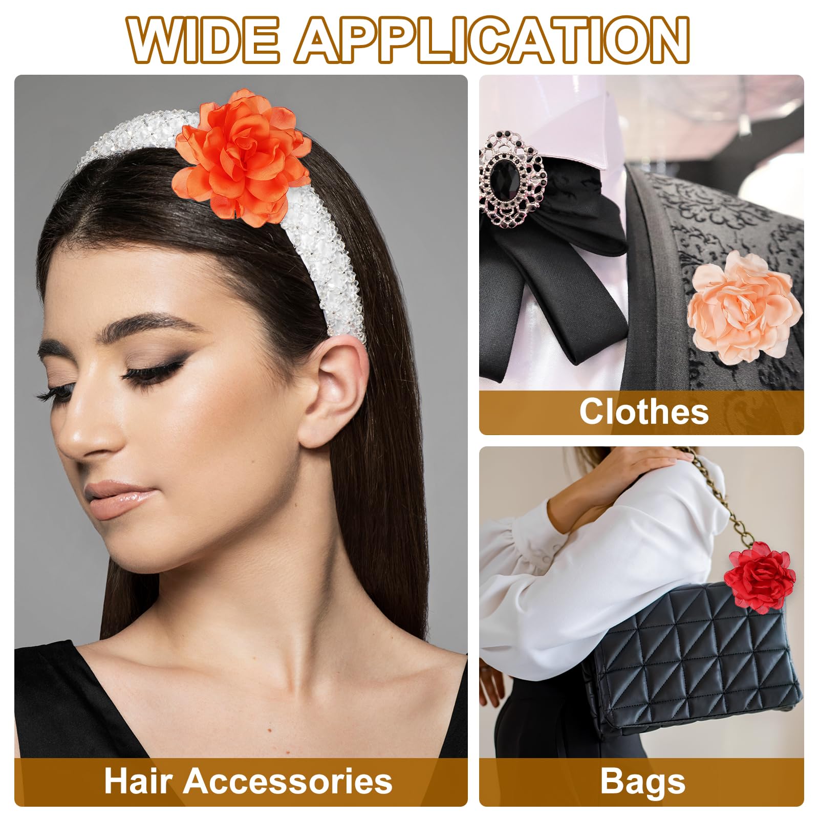 PATIKIL Flor Broche de Seda Satén Peonía Pinza de Pelo Clip Grande Solapa Accesorio para Mujer Boda Fiesta