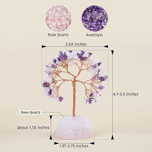 Miniatura 6 de ZenBless 7 piedras de cristales curativos de chakras, árbol de la vida, árbol de dinero de Feng Shui, pequeño árbol bonsái falso de cristal zen