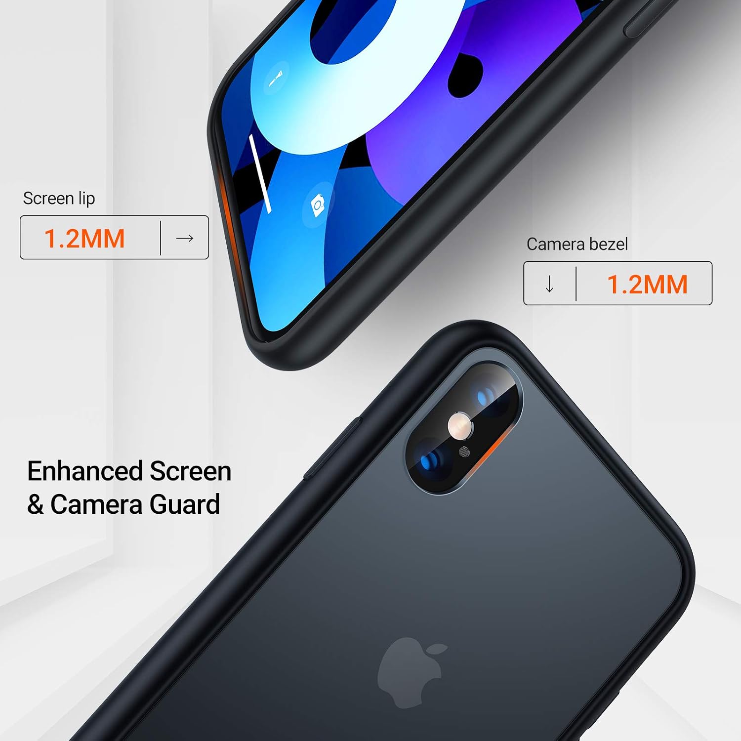 TORRAS Shockproof iPhone Xs Case/iPhone X Case/iPhone 10 Case/iPhone 10s case [Military Grade Drop Protection] Anti-Scratch Hard PC Back and Soft Silicone Thin Case Slim Fit iPhone X/XS Case-Black