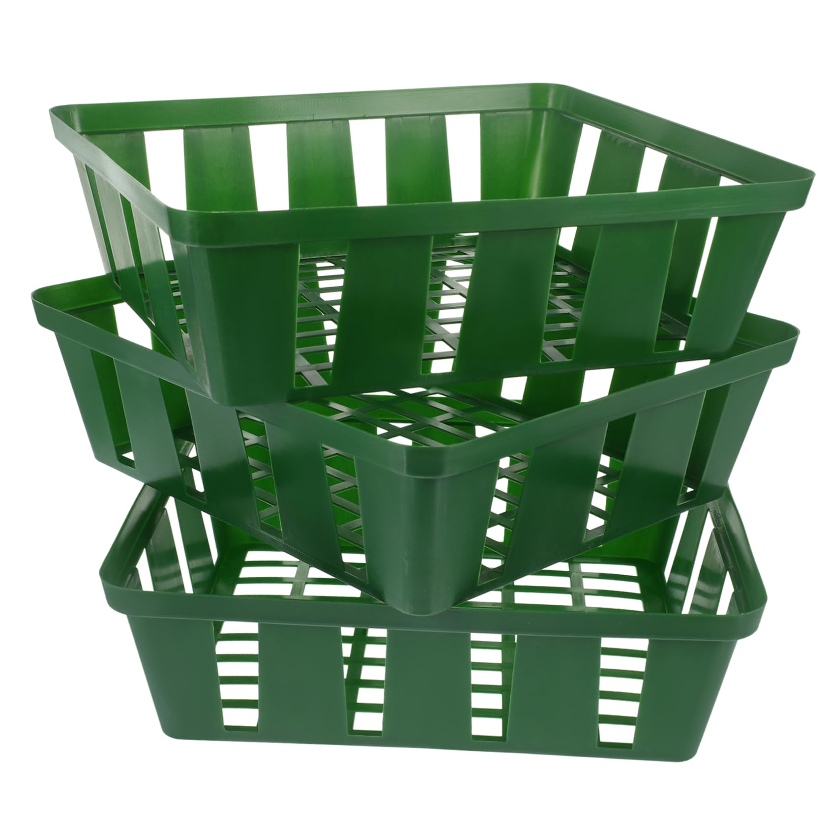 VANZACK Bandeja De Canasta De Plantación Hogar Envase Macetas Maceteros para Bote Ollas De Plántulas Cestas De Siembra Maceta De Vivero De Plantas Páginas Verde 3 Piezas X 4
