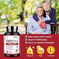 Vista 3 de NATURE TARGET CoQ10-200mg con L-carnitina PQQ y omega-3, coenzima Q10 de alta absorción con bioperina, apoya el corazón y el sistema inmunológico