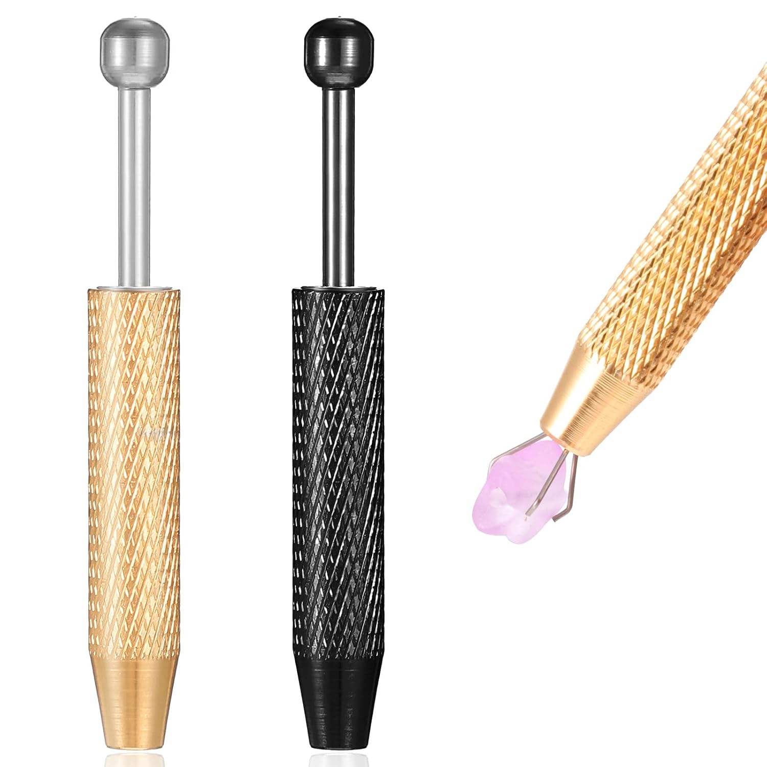 2 Pcs Piercing Ball Grabber Tool, Piercing Changing Tools 4-Claw Stainless Steel Piercings Ball Holder, Gem Tweezers Piercings Jewelry for Small Parts Jewelry Craft Pickup(type2)