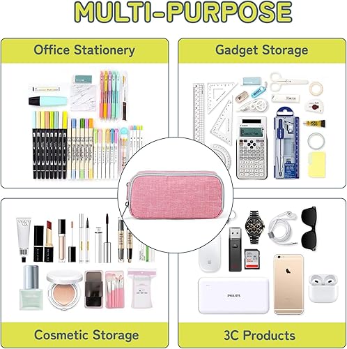 Miniatura 5 de Della Gao - Estuche para lápices de gran capacidad, de nailon, duradero, bolsa de viaje simple de papelería, organizador de oficina, bolsa para