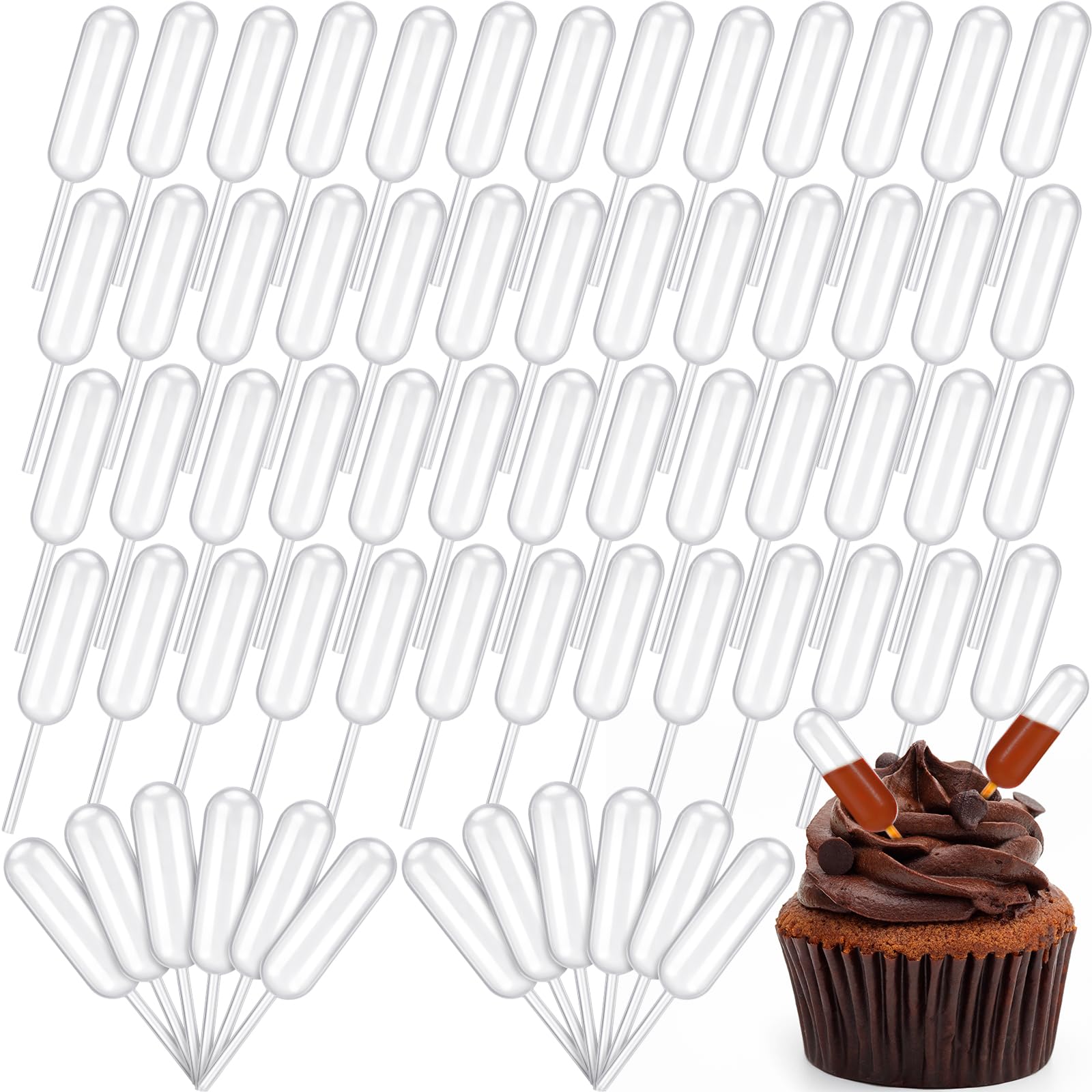 Kingdder 2000 pipetas para cupcakes de plástico transparente de transferencia de líquido, pipetas pequeñas desechables para cupcakes, chocolate, postre, helado, 2000 unidades