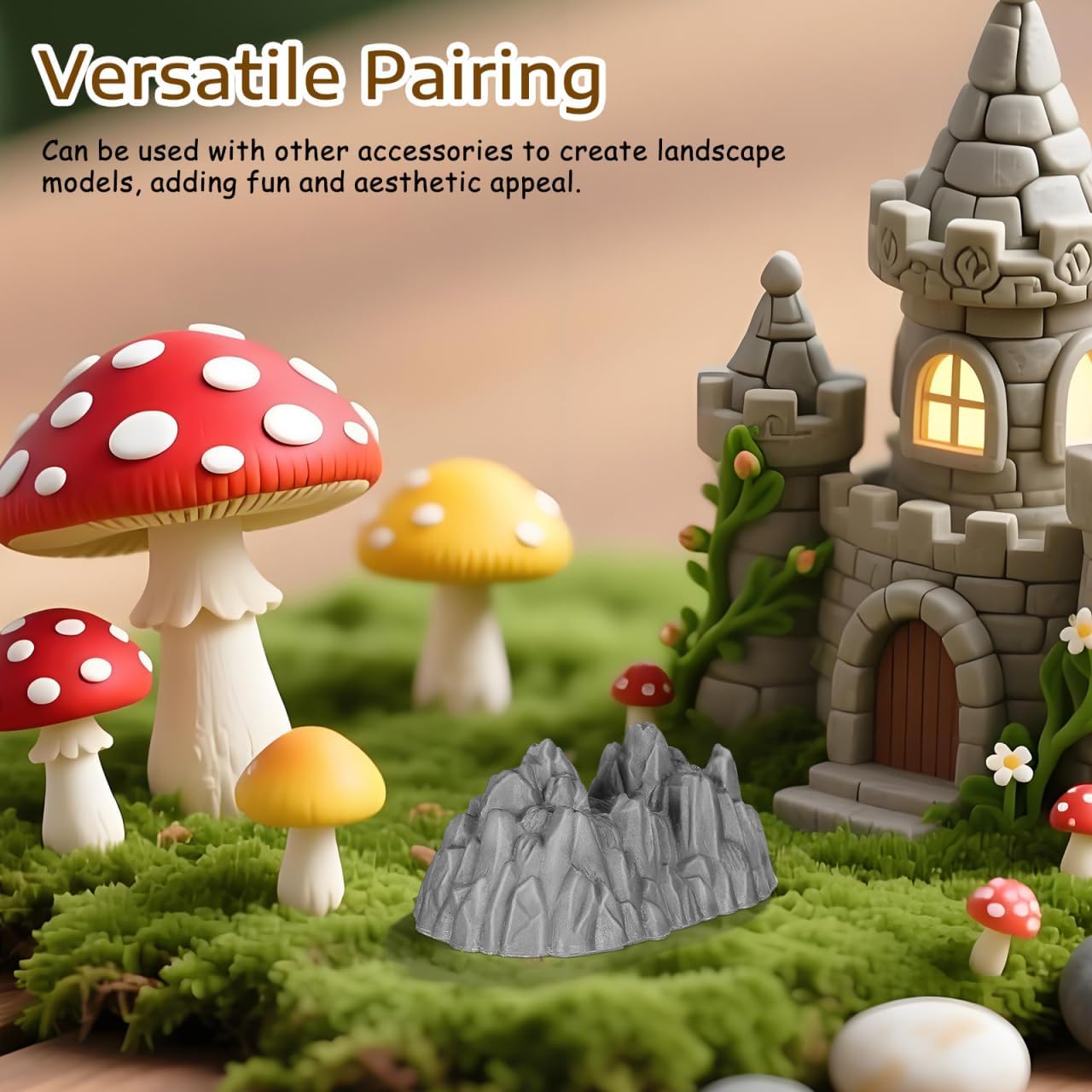 LIOOBO Mini Rockery Model: 20Pcs 2.55 Inch Plastic Simulation Mountain Rocks, Plastic Landscape Mountain Decor for Miniature Landscaping Garden Bonsai Decoration