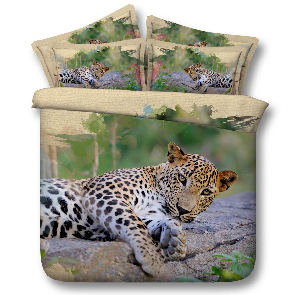 Parure de lit léopard 3 pièces grand lit pour une ambiance jungle chic