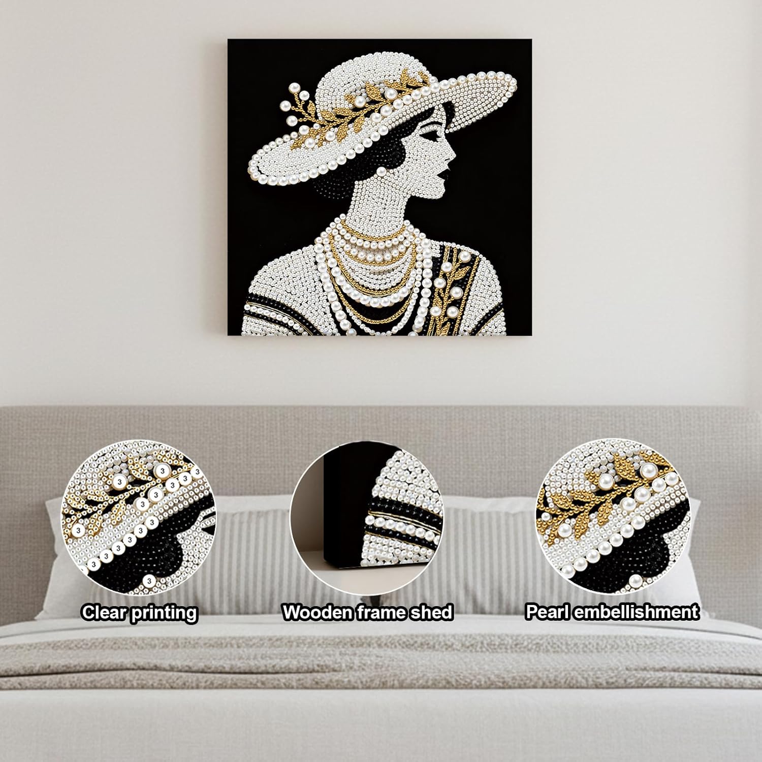 C'eitura Elegant Lady Pearl Diamond Art Painting Kit for Adults - 9.84x9.84 Inch with Frame - Premium DIY Pearl Art for Home Decor, Unique Gift & Relaxing Craft