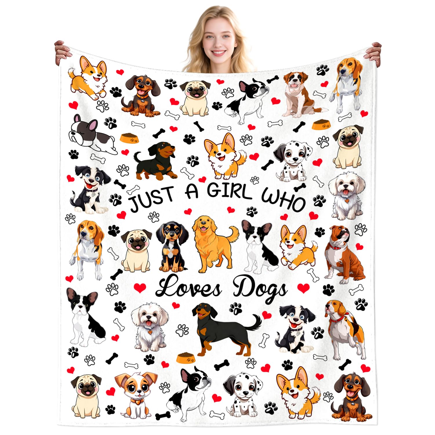 Dikogogo Girls Dog Gifts For Just A Who Loves S Print Blanket Throw Stuff Plush Cute Puppy Animal Bedding S Blankets For Boys Kids Lovers Women Men Adults Birthday Party Decorations 60"X50"Inch