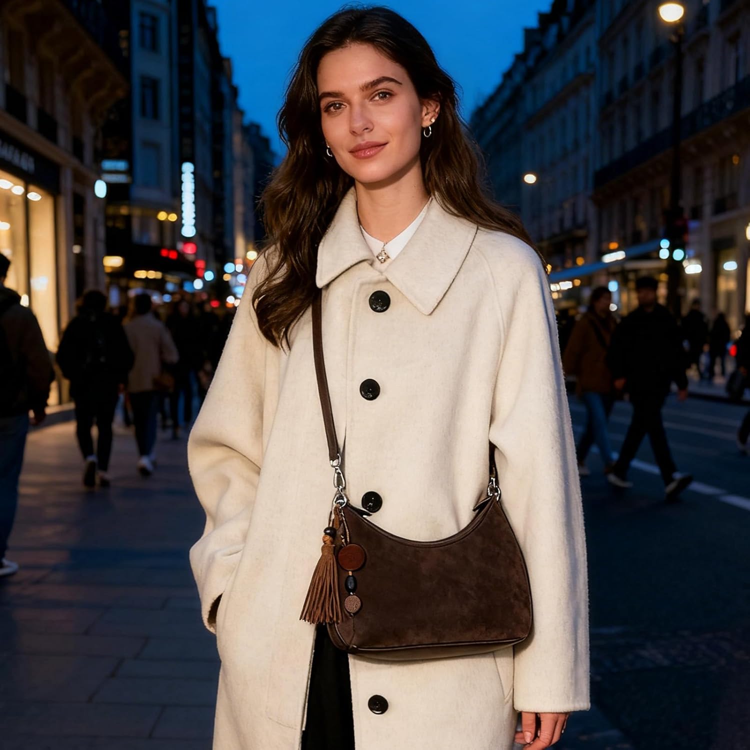 Reversible Crossbody Bag for Women, Faux Suede & Vegan Leather Satchel with Top Handle, Small Convertible Shoulder Purse - Image 3