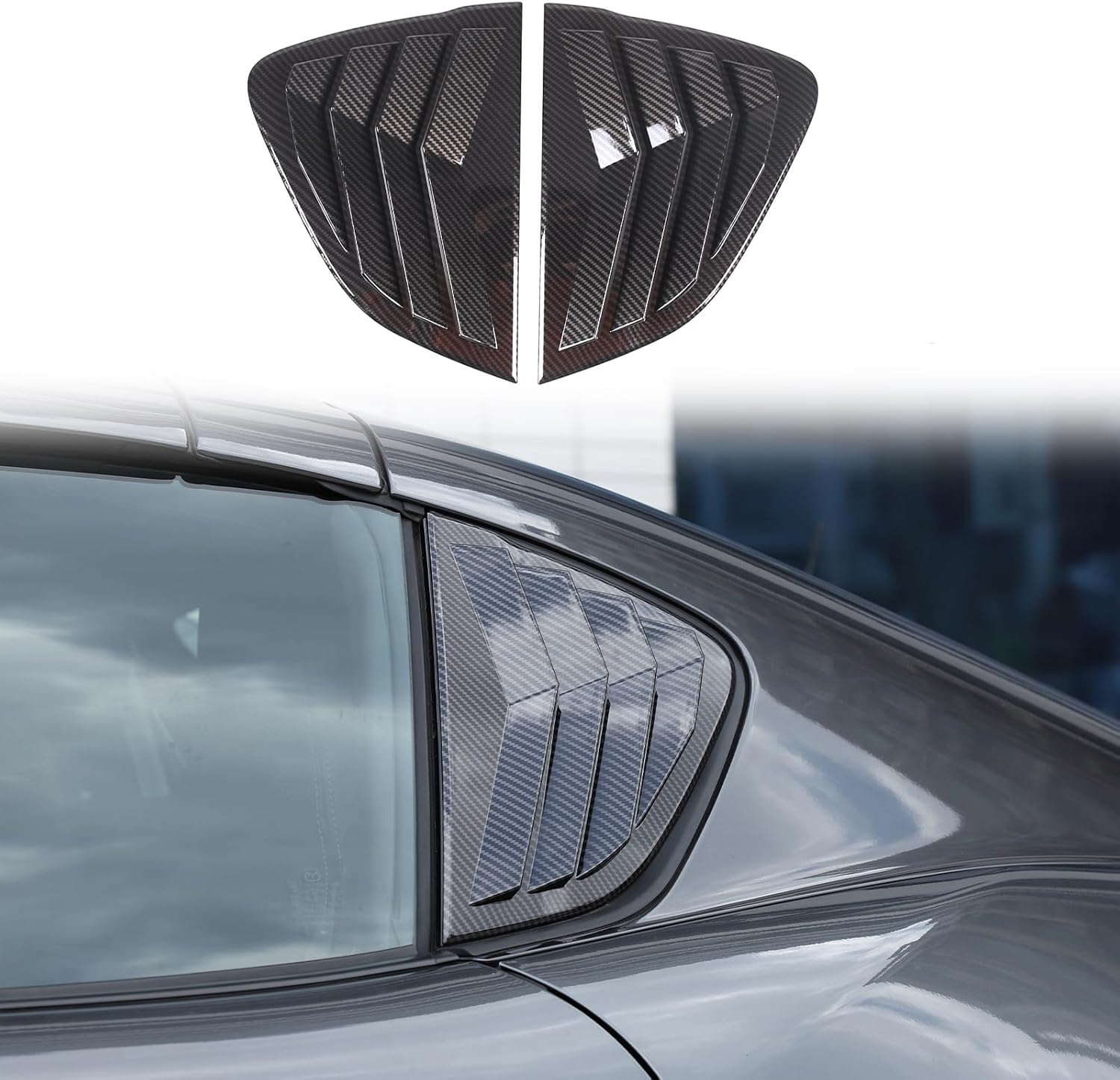 Rear Side Window Louvers Cover Trim Compatible with Mazda MX-5 Miata RF 2016-2024，ABS Car Window Scoop Louvers Cover Trim ，Air Vent Scoop Shades Cover Blinds (Carbon Fiber Pattern)