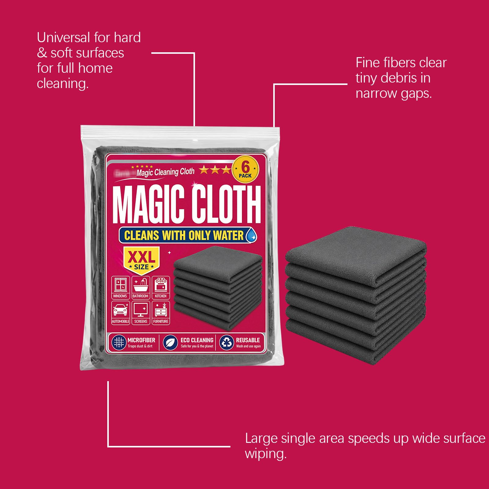 Microfiber Magic Cleaning Cloths,Serviettes en Microfibre Tout Usage,