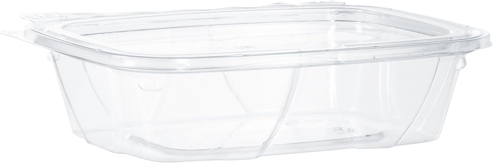 Dart CH24TF 24 oz Tamper-Resistant Clear Hinged Container with Flat Lid (Pack of 200)