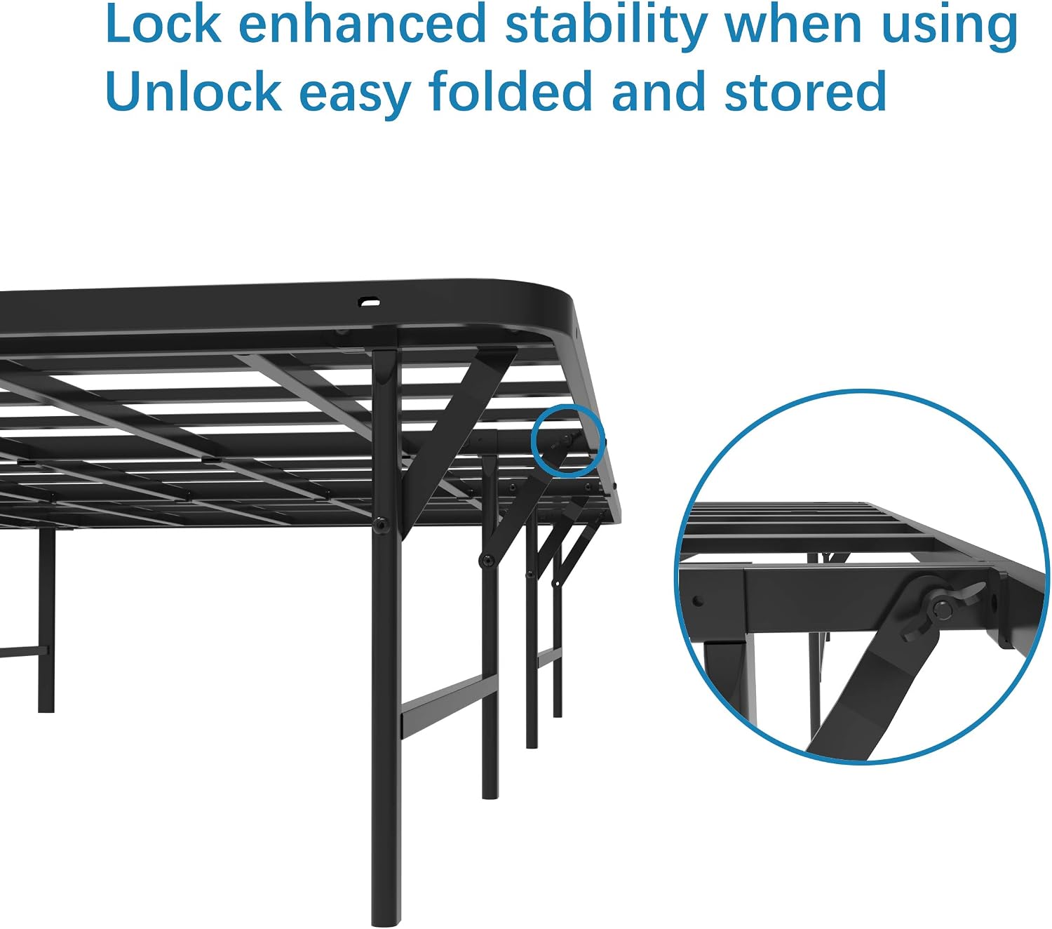 New Arrivals 14 Inch Foldable Metal Platform Bed Frame Full Size, Heavy Duty Sturdy Mattress Foundation, No Box Spring Needed, Noise Free, Easy Install