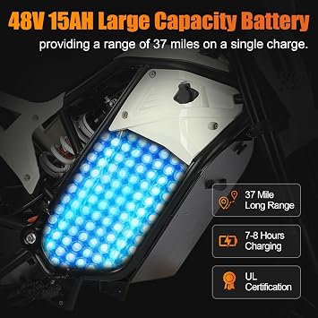 Electric Dirt Bike for Teens & Adults , 48V/15 AH Battery, 36MPH & 37 Mile Electric Motorcycle, 2000W Peak Motor, 14/12 Off-Road Tire E-Bike, Dual Hydraulic Brakes, Full Suspension, Fit Age 13+