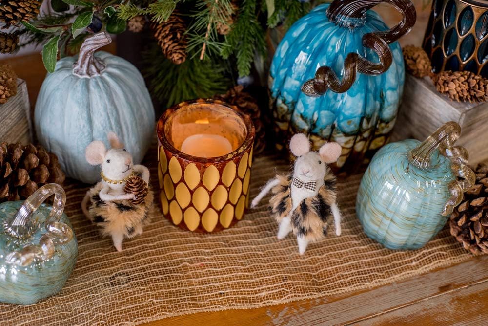 Boston International Handblown Glass Pumpkin Tabletop Décor, 5.5 x 8.5-Inches, Copper Canyon