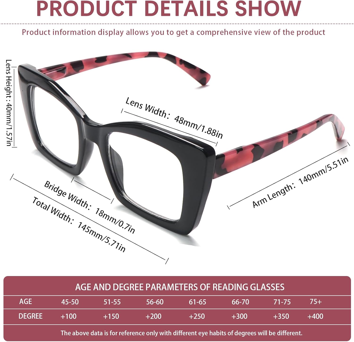 Reading Glasses for Women 5 Pack Oprah Style Blue Light Blocking Oversized Square Computer Spring Hinge Readers - Image 3