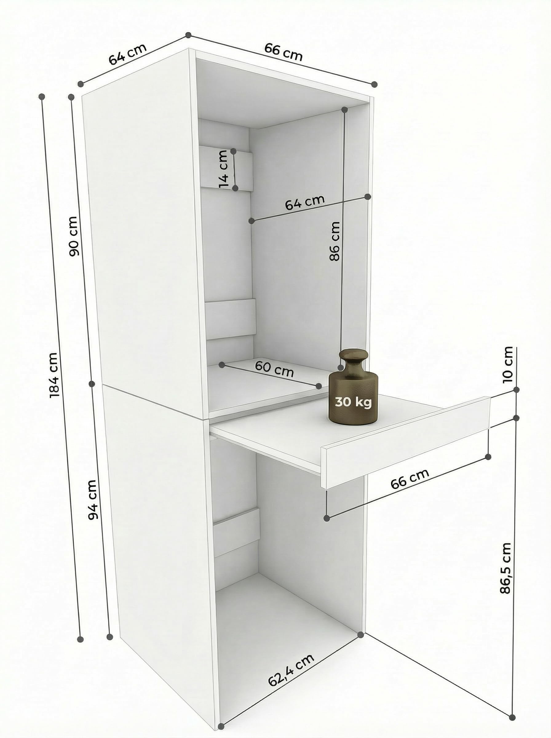 CraftPAK Waschmaschinenschrank für Waschmaschine & Trockner | Platzsparender Waschturm mit ausziehbarer Arbeitsfläche | Schrank für Badezimmer und Hauswirtschaftsraum mit Stauraum