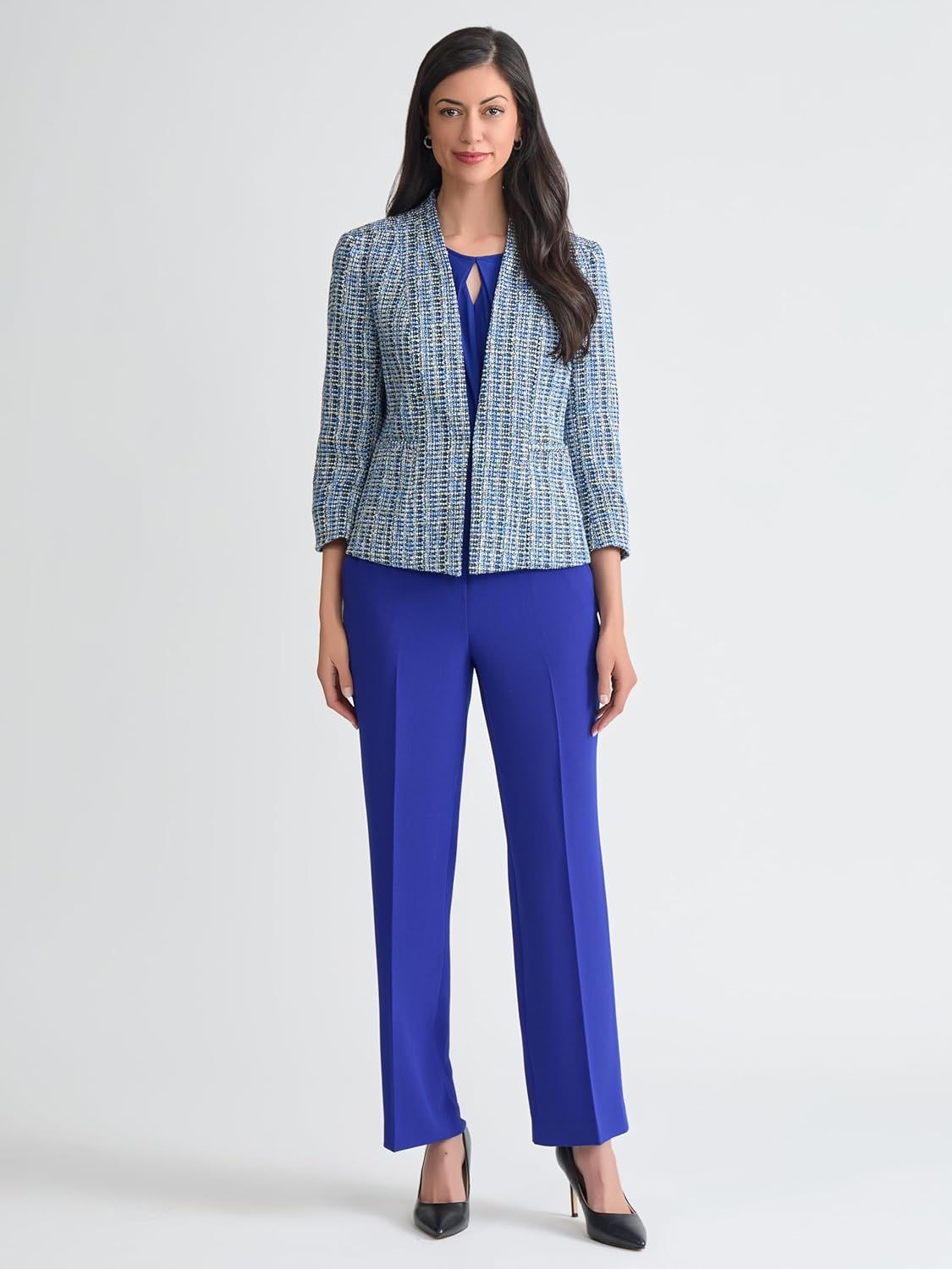 Kasper Women's Open Front Tweed Blazer