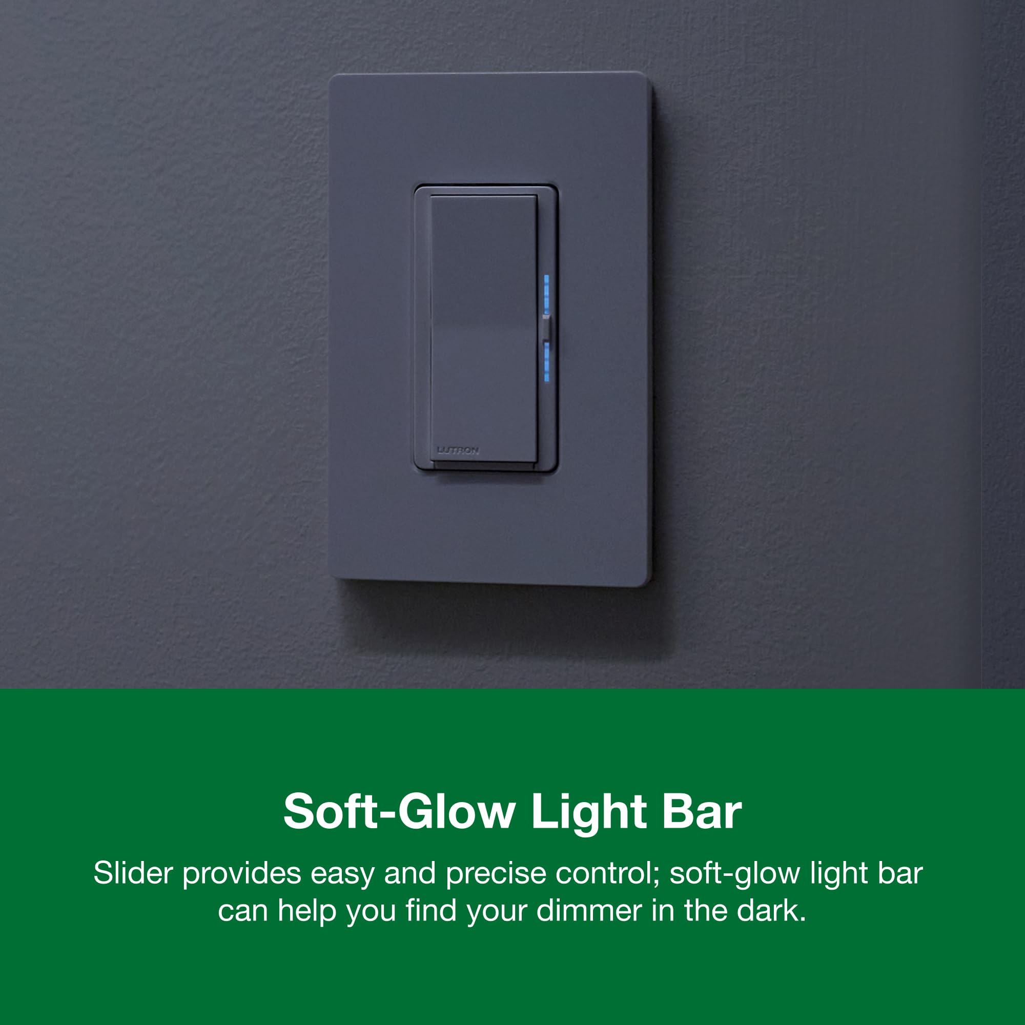 Lutron Diva LED+ Regulador de intensidad con modo nocturno para LED | Modo nocturno Diva para baños y pasillos, barra de luz de brillo suave para luz localizadora, no requiere neutro