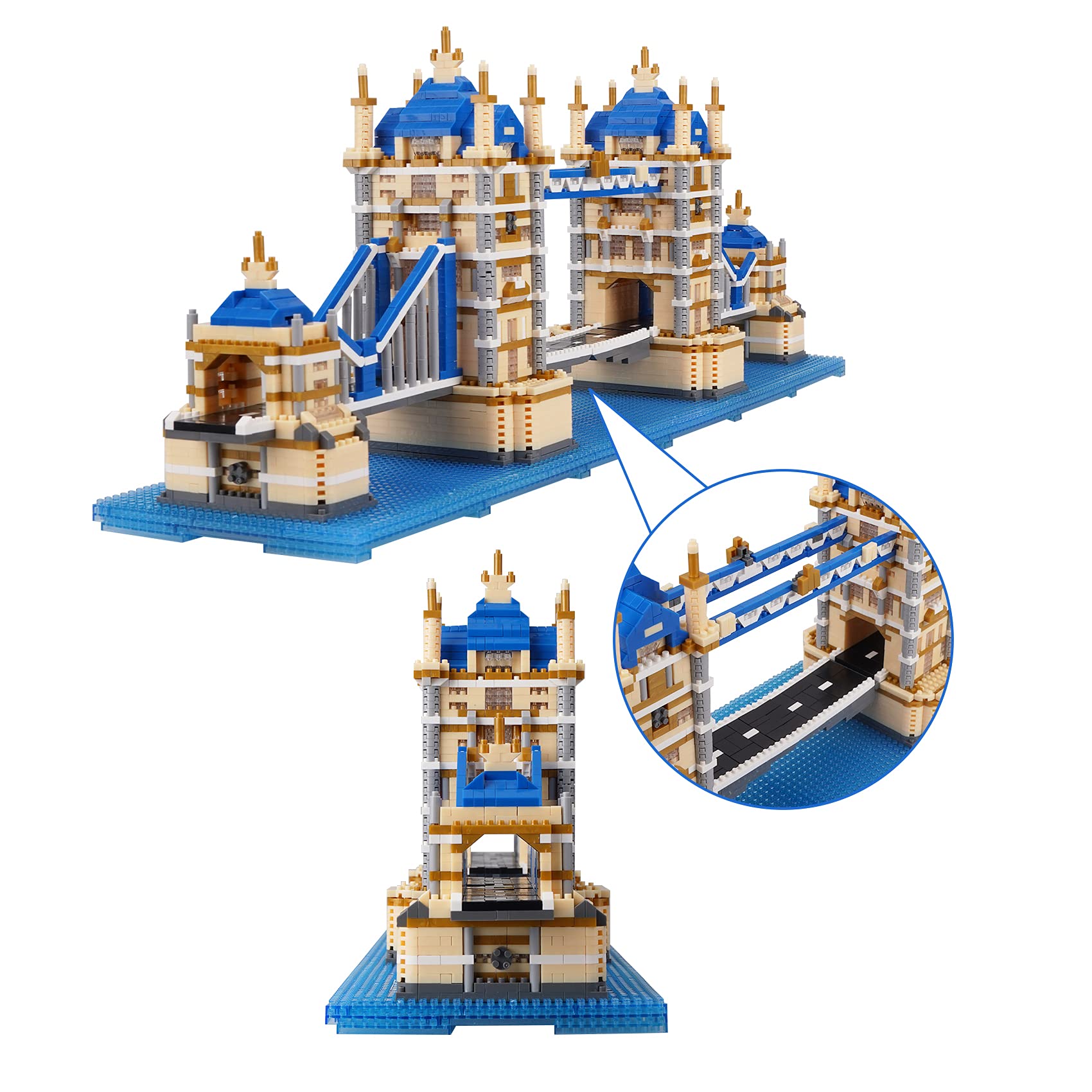 LULUFUN Zestaw klocków, London Tower Bridge klocki do budowania, mini klocki diamentowe, architektura, zabawki edukacyjne na prezent urodzinowy, przyjęcie dla dzieci, nagrody dla dzieci, 3800 szt