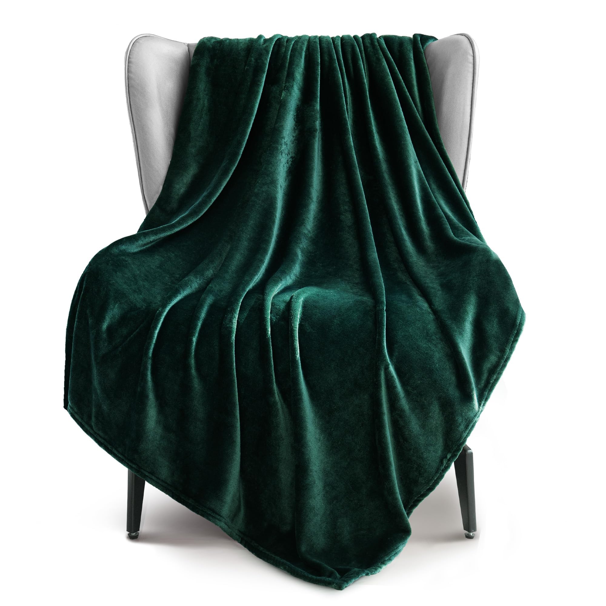 Exclusivo Mezcla Soft Fleece Throw Blanket for Couch, Forest Green | 50x60 Inches, Double-Sided Brushed Flannel, Lightweight Plush Cozy Blanket for Home Decor, All Season, Machine Washable