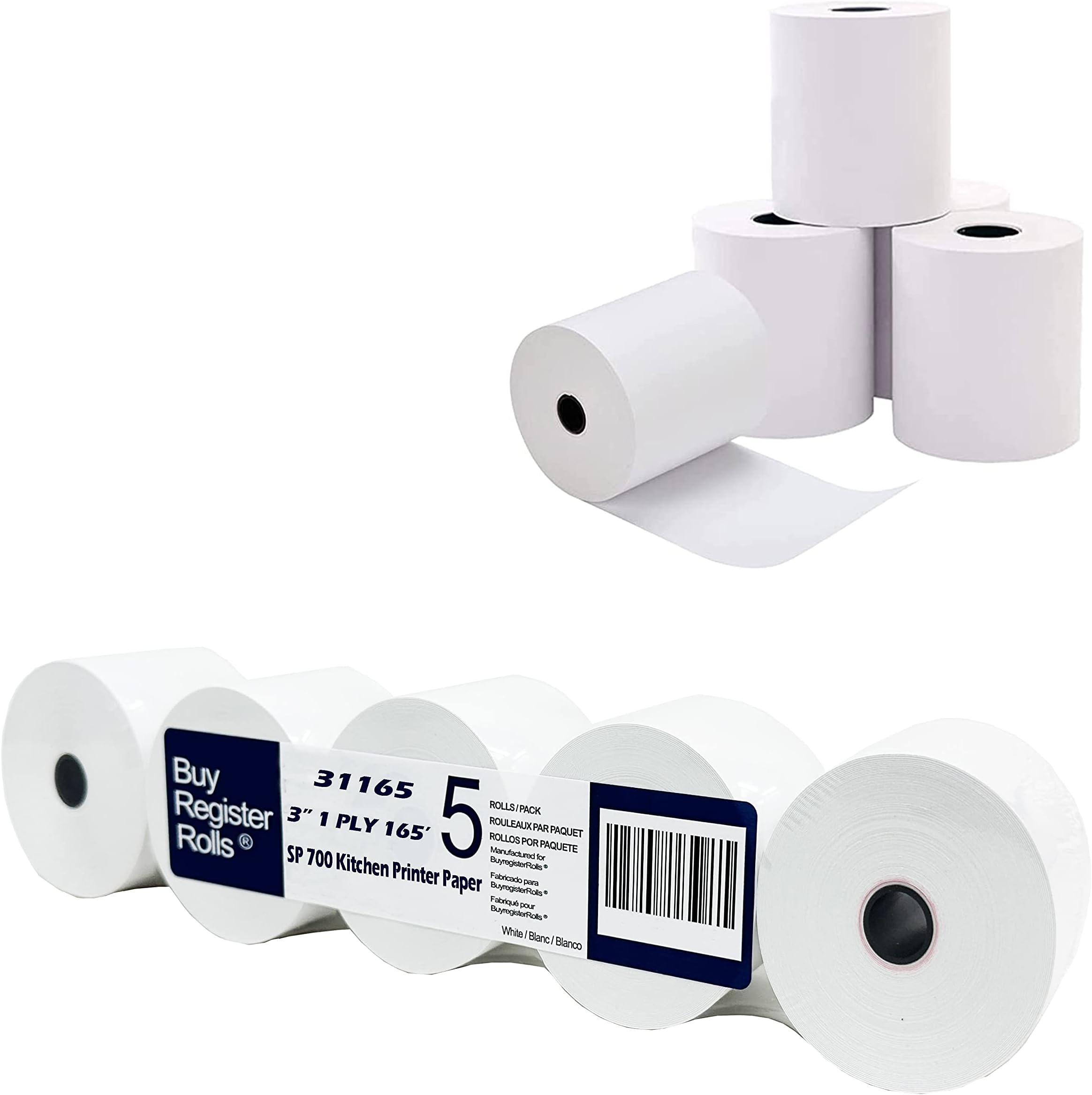 BuyRegisterRolls (Honey Comb Core) Two Ply Carbonless Rolls 3" X 90 Feet, White