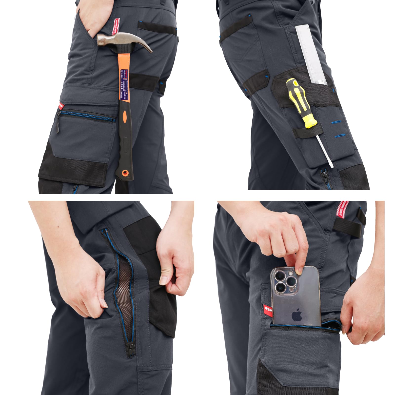 WORK IDEA Herren Slim-Fit Stretch Arbeitshose: Kritische Stoffbereiche aus Cordura – strapazierfähige Eleganz für vielfältige Arbeitsanforderungen.